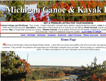 Tablet Screenshot of michigancanoeandkayakrentals.com